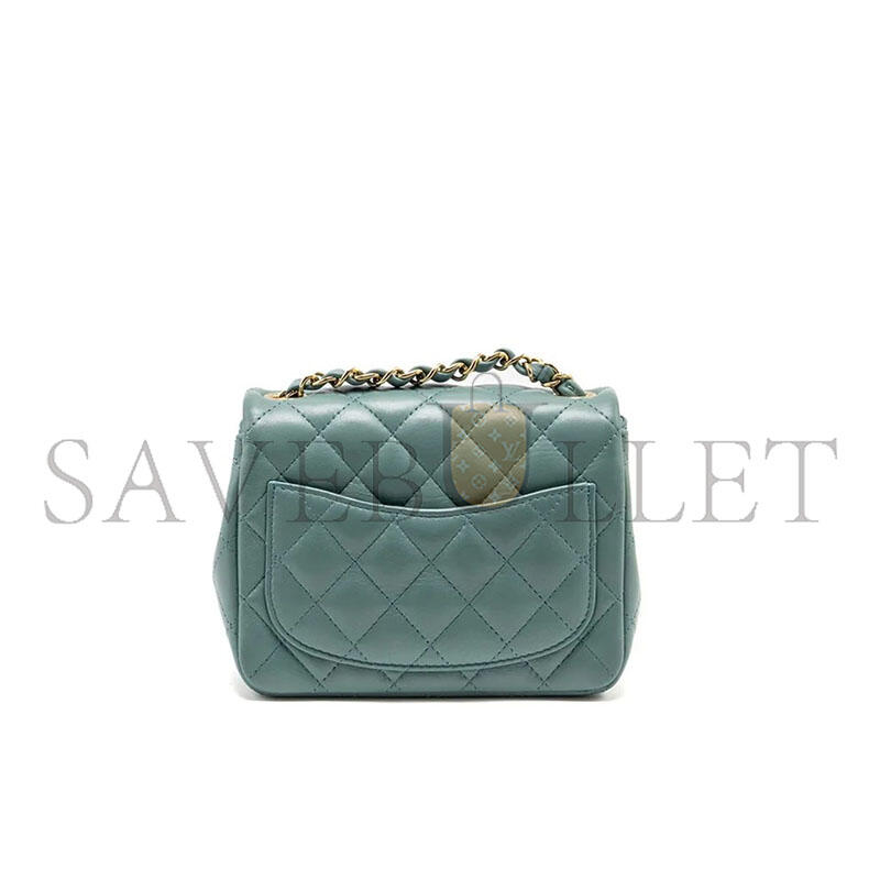 Ch**el master mini square flap bag lambskin green lghw (16*13*7.5cm)